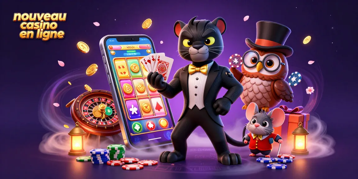 Jouer sur un nouveau casino en ligne avec des personnages animaliers et des jeux colorés sur la scène.