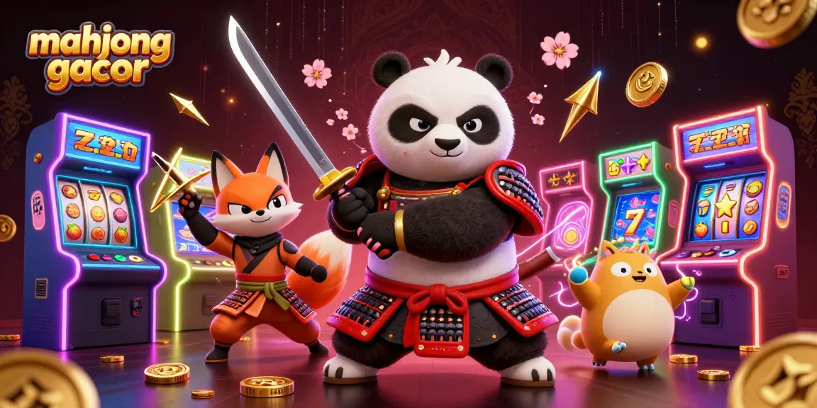 Engage in mahjong gacor excitement with vivid characters and vibrant casino elements in this dynamic illustration.