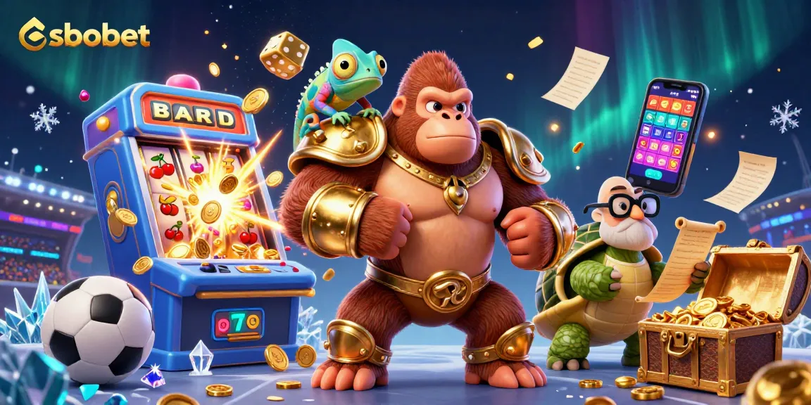 SBOBET sports betting scene with vibrant characters, dynamic betting elements, and jackpot excitement.