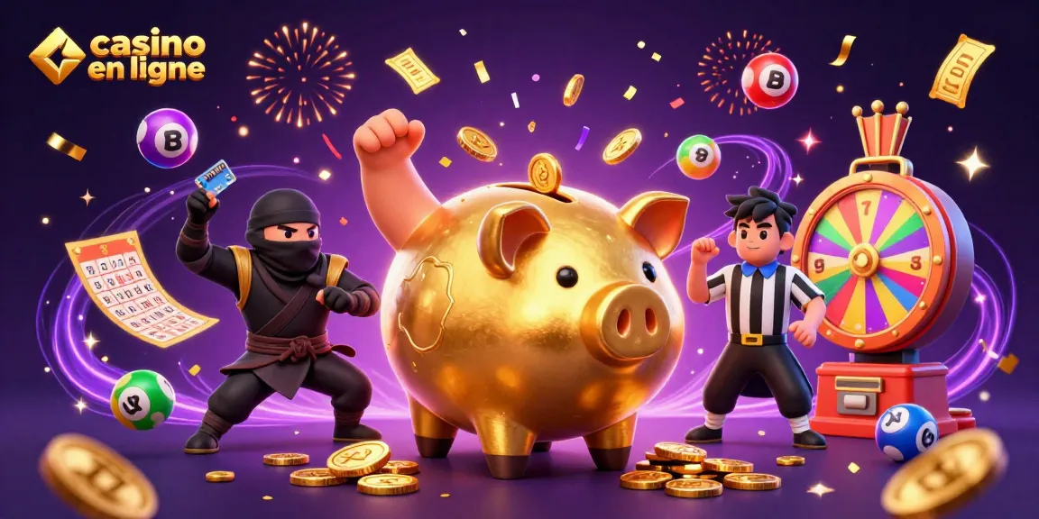 Jouez au casino en ligne avec des jeux et des promotions captivantes dans une scène festive remplie d'énergie.