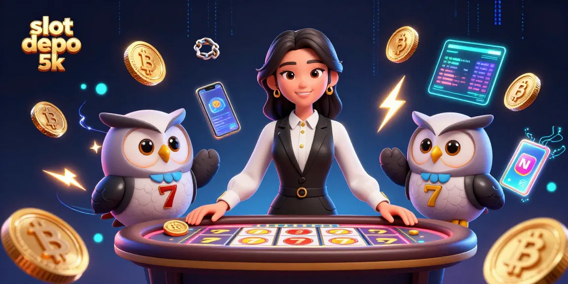 Experience the excitement of slot depo 5k with skilled dealers and vibrant casino elements in a dynamic scene.