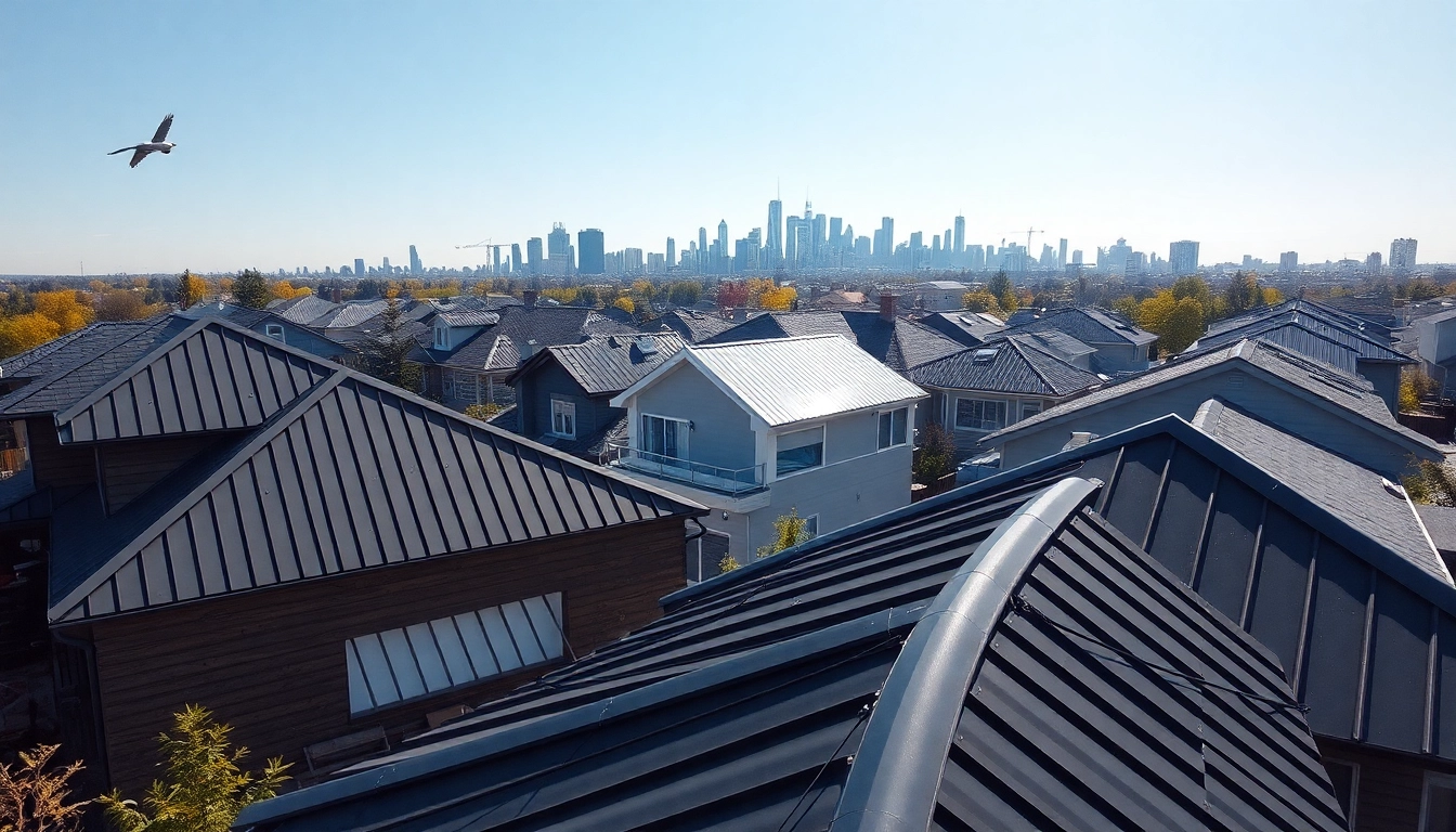 Installing metal roofing in Toronto highlighting durability and aesthetics with various roof designs.