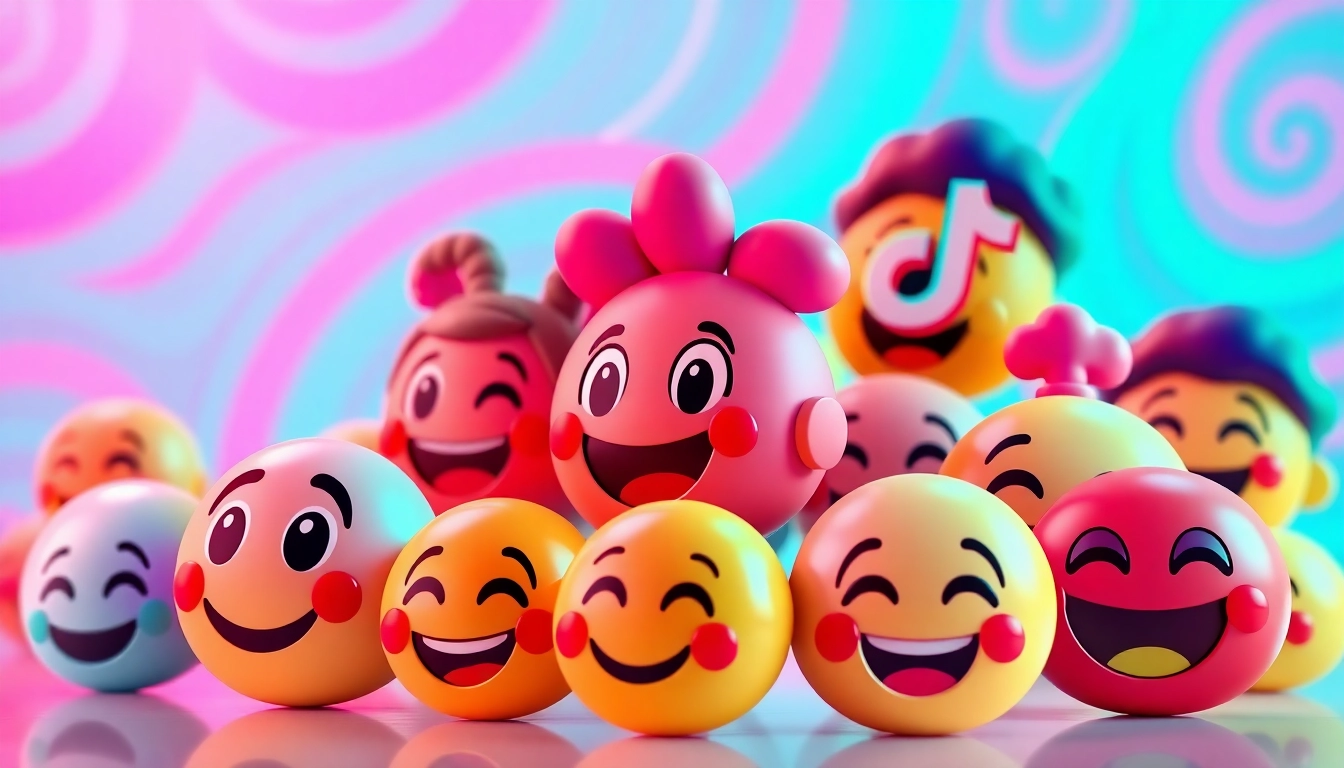 Engaging collage of tiktok emojis with vibrant colors and dynamic layout.