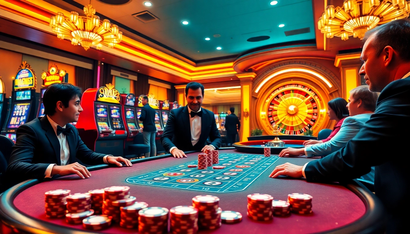Joueurs engagés à une table de blackjack montrant l'excitation de l'expérience au meilleur casino en ligne.