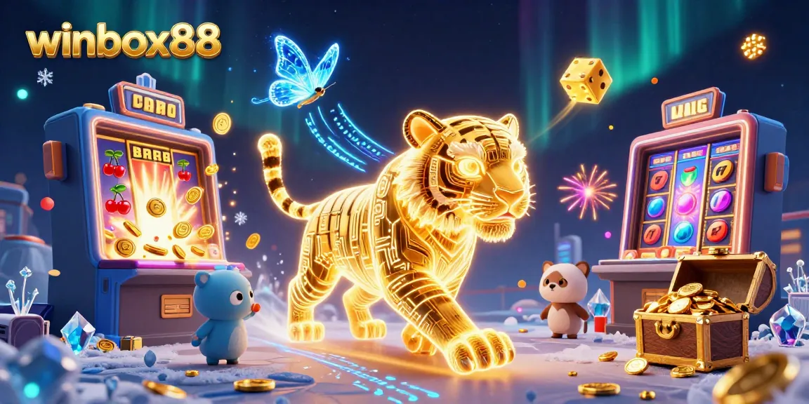 Experience the thrilling winbox88 slots action with a vibrant 3D casino scene bursting with excitement.