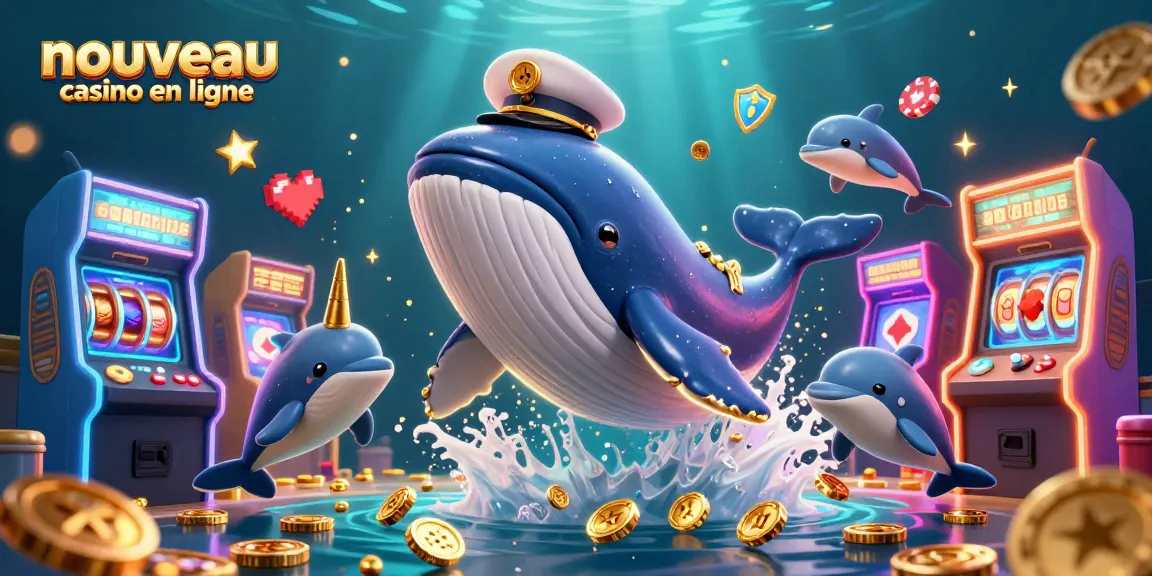 Découvrez le nouveau casino en ligne avec un immense baleinier et des dauphins jouant avec des jetons.