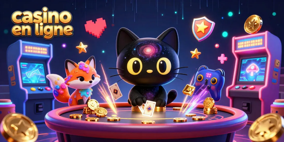 Profitez d'un casino en ligne palpitant avec une illustration dynamique représentant un chat noir trou de ver.
