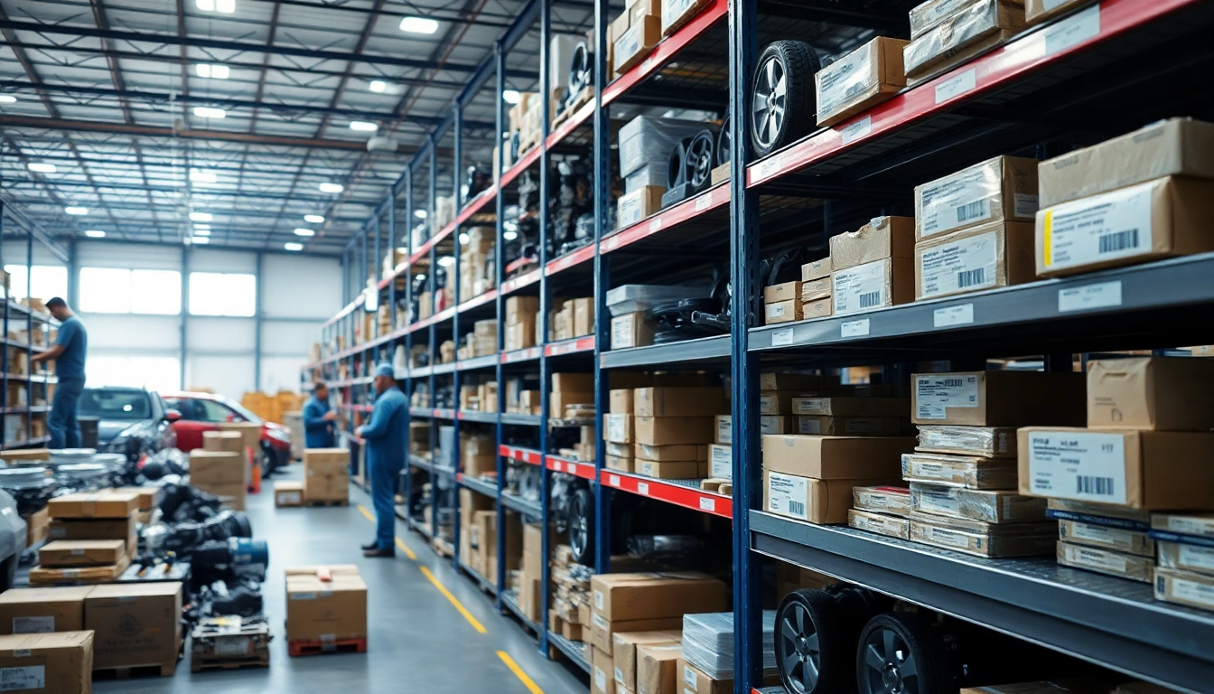 View of https://factoryoemsupply.com/ automotive parts warehouse showcasing organized OEM supplies.