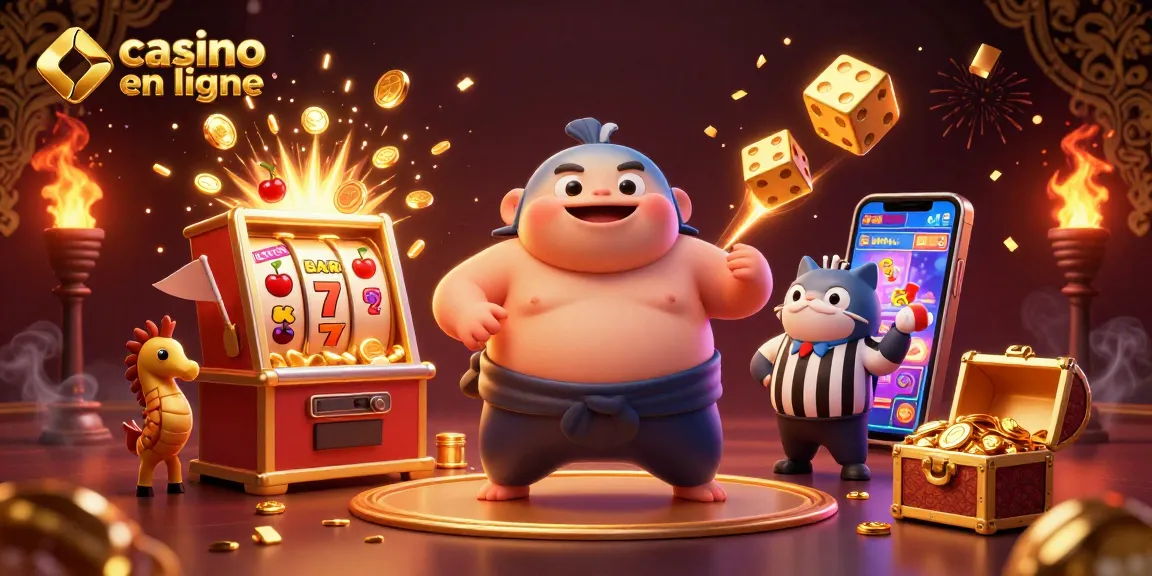 Jouez dans un casino en ligne avec une machine à sous dynamique, des symboles chanceux et des spectateurs captivants.