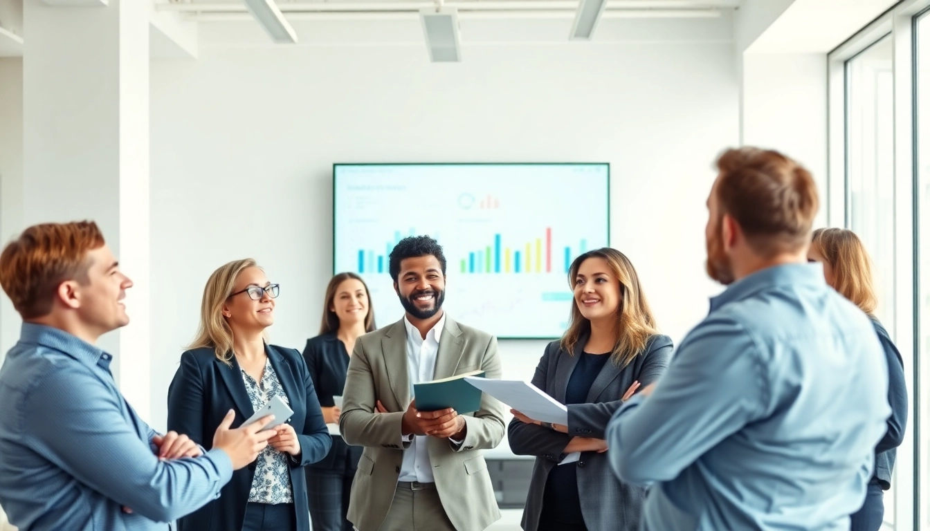 Business consultants collaborating in a bright office to represent Quickplus Business Consultants services.