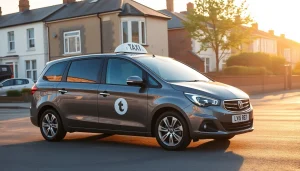 Efficient West bridgford Taxi ready for service in a vibrant urban environment.