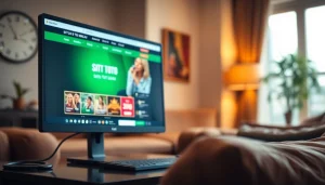 Mengakses situs toto macau dalam suasana nyaman di ruang tamu dengan komputer yang modern.