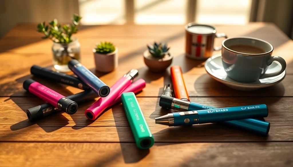 Elf bar elfa Vapes in an appealing flat lay arrangement on a textured surface.