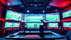 스포츠중계 전문의 생동감 넘치는 방송 스튜디오 모습