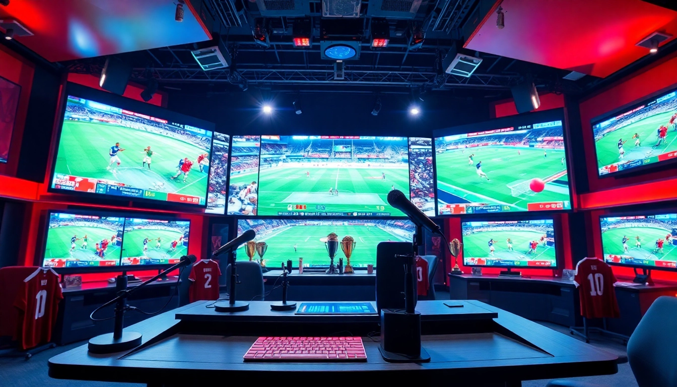 스포츠중계 전문의 생동감 넘치는 방송 스튜디오 모습