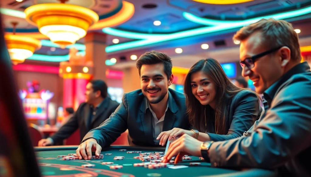 Pemain terlibat dalam bandar togel online yang mengesankan dengan suasana kasino yang cerah.