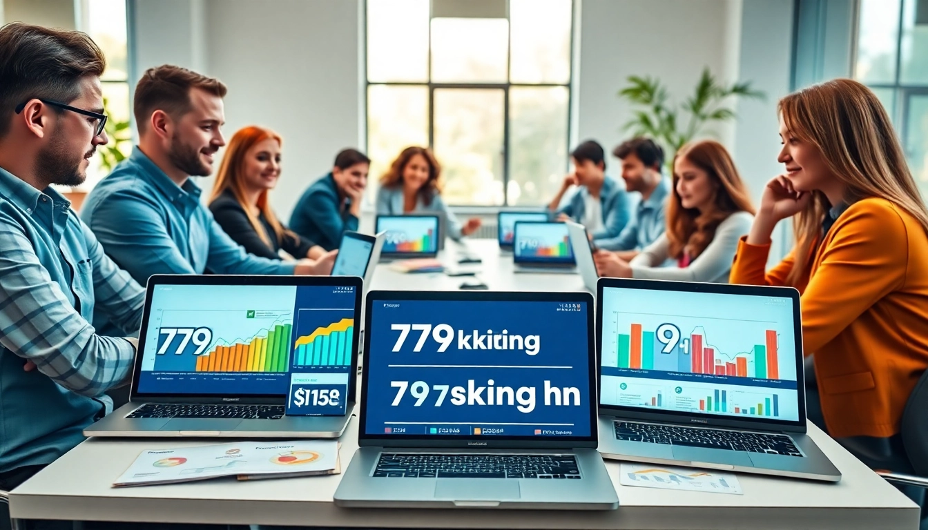 Marketing professionals discuss strategies focused on 79king hn in a bright, modern office.