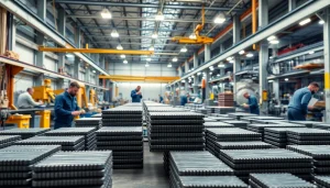 Visual representation of ferrite magnets manufacturer in china with workers assembling strong magnetic components.