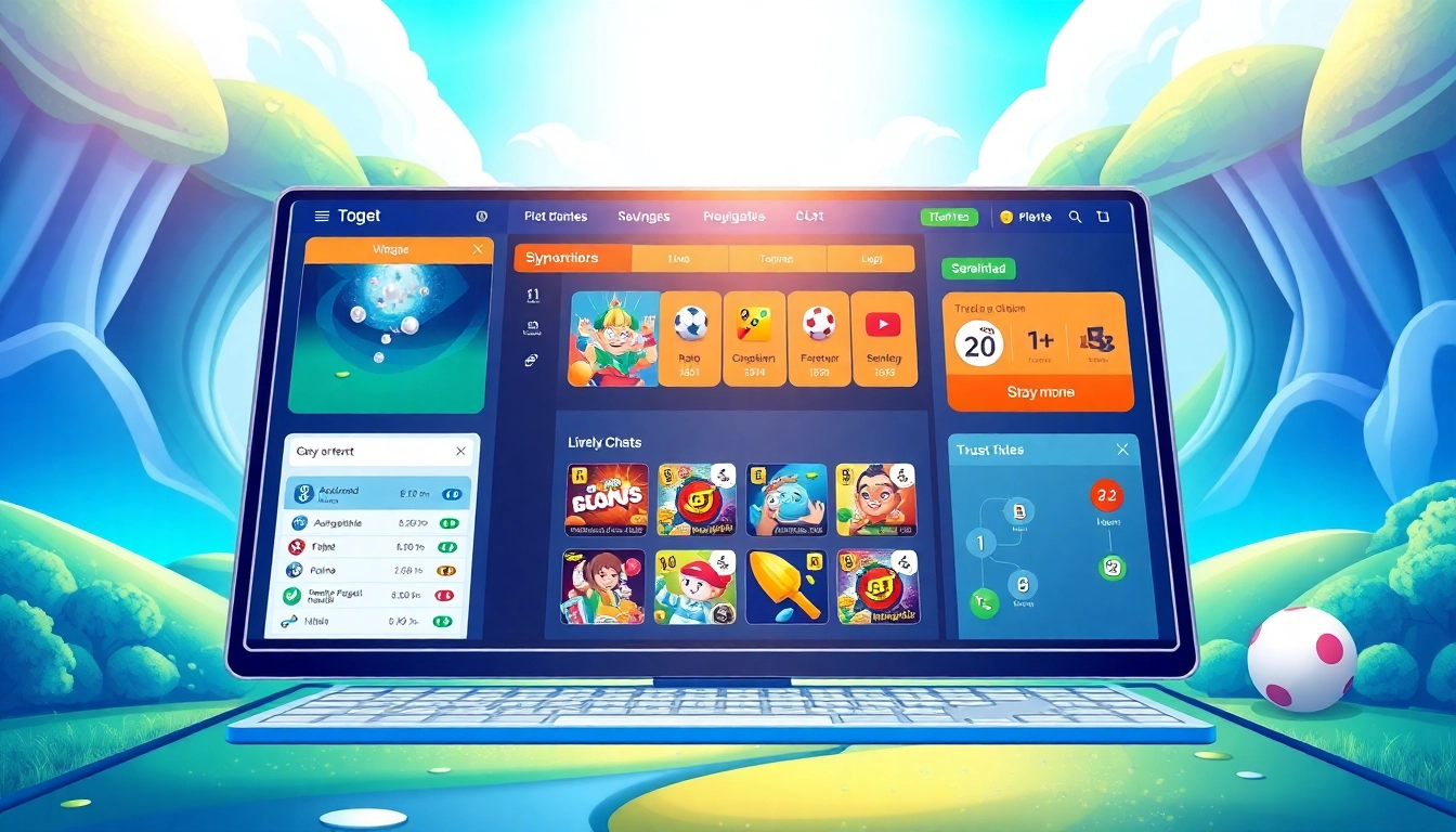 Menunjukkan platform togel interaktif dengan berbagai fitur menarik dan desain berwarna cerah.