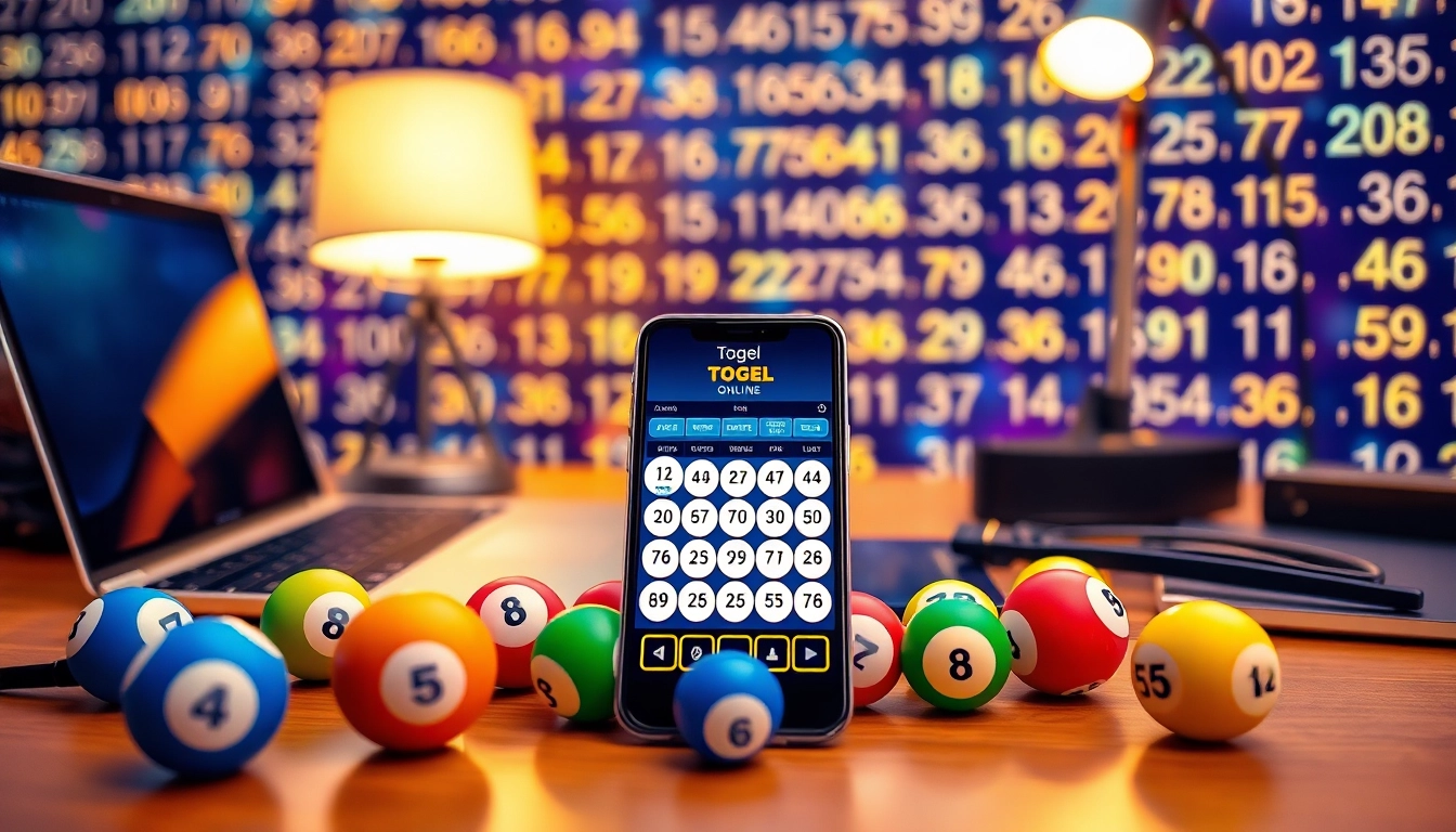 Permainan togel online yang menarik, ditampilkan pada smartphone di tengah suasana permainan yang dinamis.