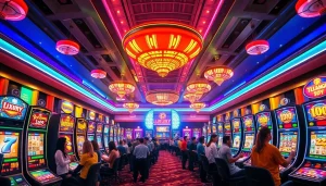 Menangkan permainan menarik di luxury138 slot dengan suasana casino yang energik dan penuh warna.