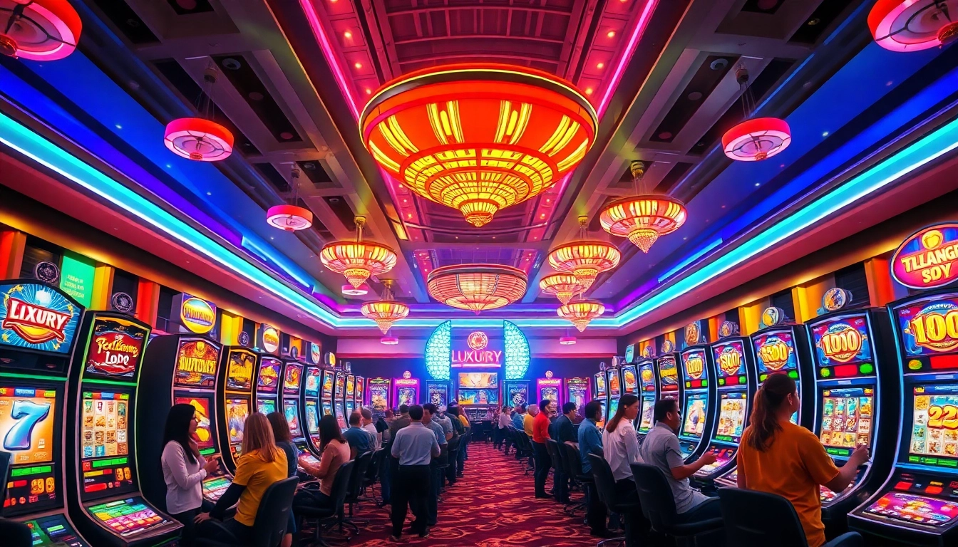 Menangkan permainan menarik di luxury138 slot dengan suasana casino yang energik dan penuh warna.