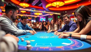 Menggambarkan suasana togel resmi yang penuh semangat dengan pemain yang terlibat dan elemen permainan berwarna.