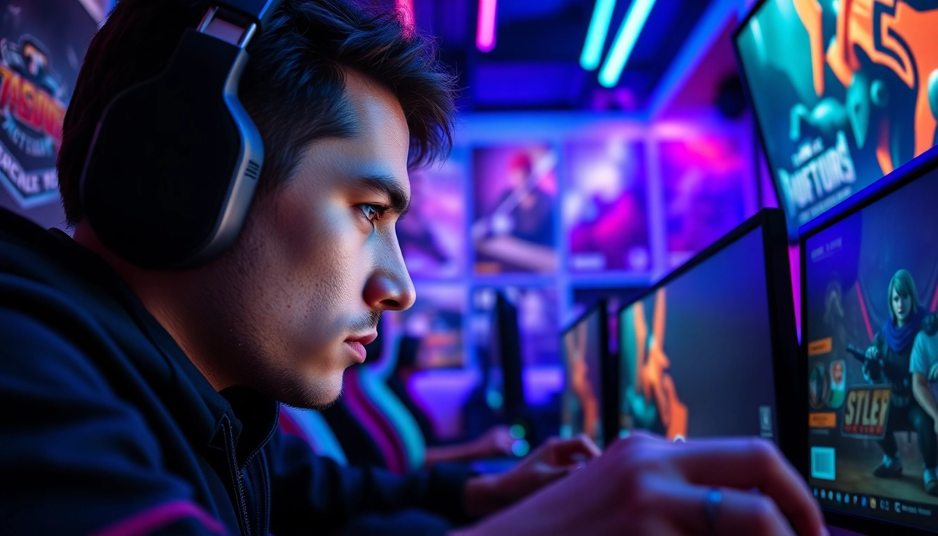 Menampilkan daftar lapak303 game dalam suasana gaming yang energetik dan futuristik.