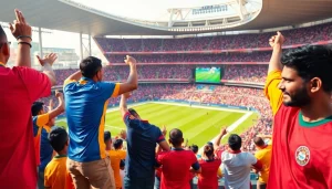 Engaging fans enjoying best sports betting sites in India at a vibrant stadium.