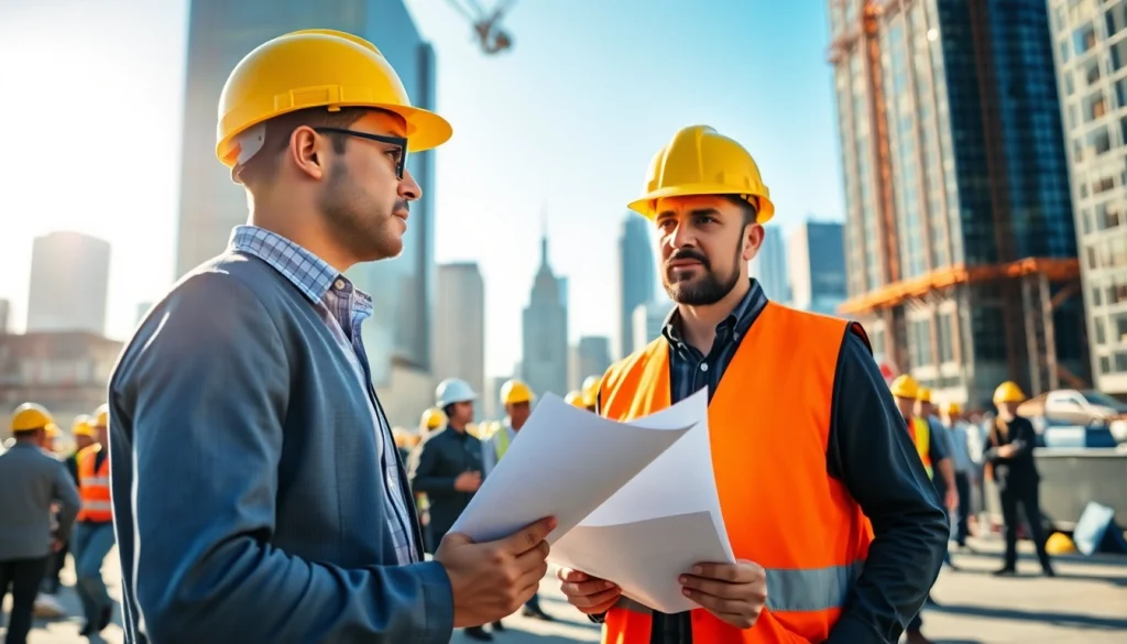 New York Construction Manager overseeing a vibrant construction site with a diverse team.