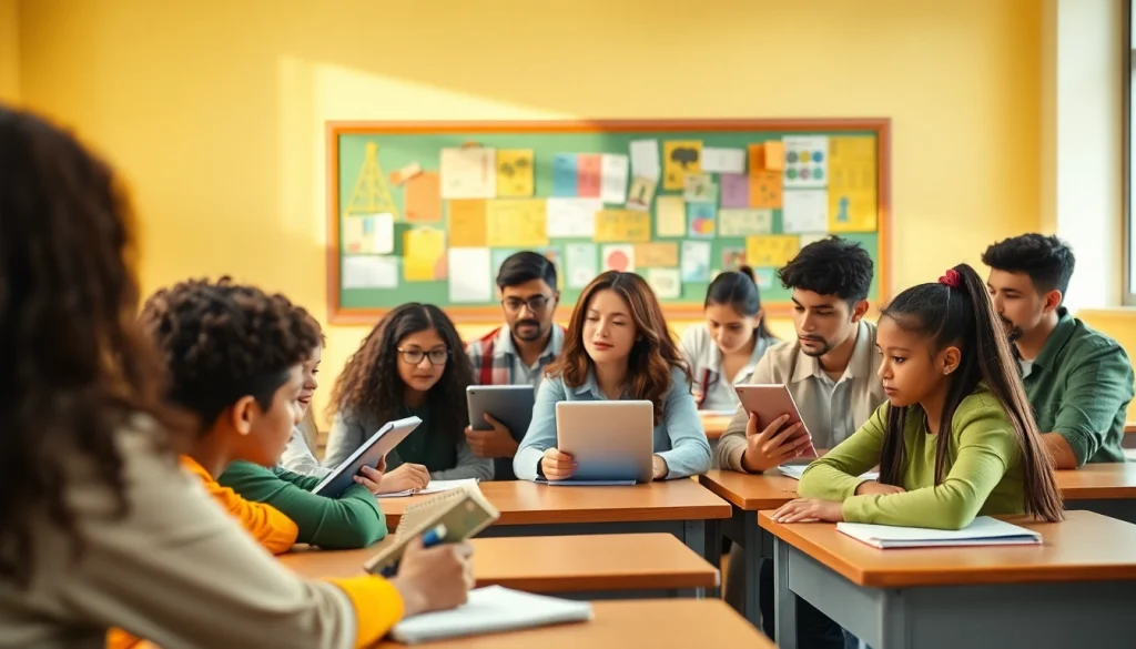 Enhance education engagement with collaborative learning in a vibrant classroom setting.