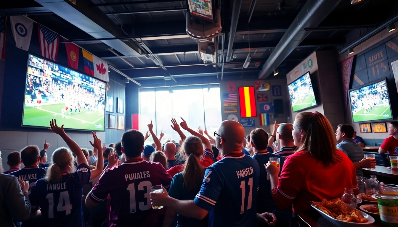 스포츠중계를 즐기는 팬들이 흥미진진한 경기를 감상하는 모습