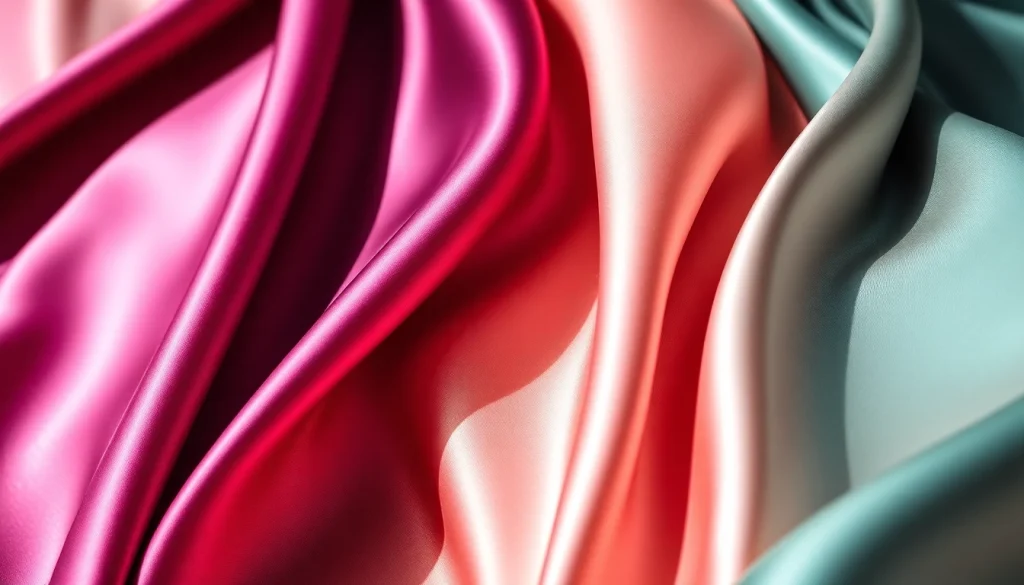 Satin stoffen in rijke kleuren tonen de luxe en gladheid van satijn.