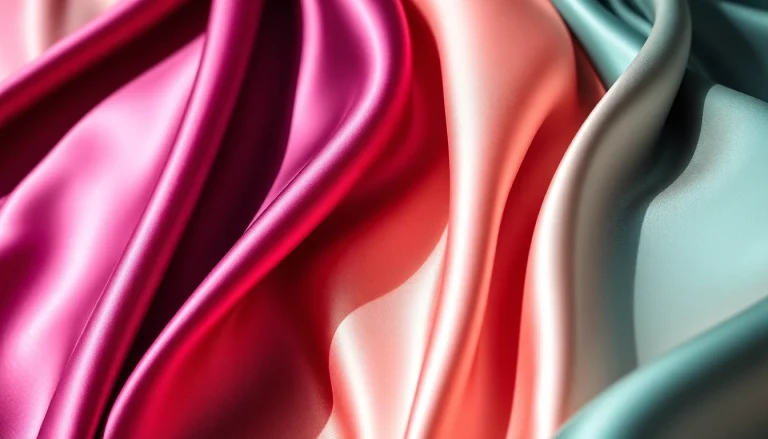 Satin stoffen in rijke kleuren tonen de luxe en gladheid van satijn.