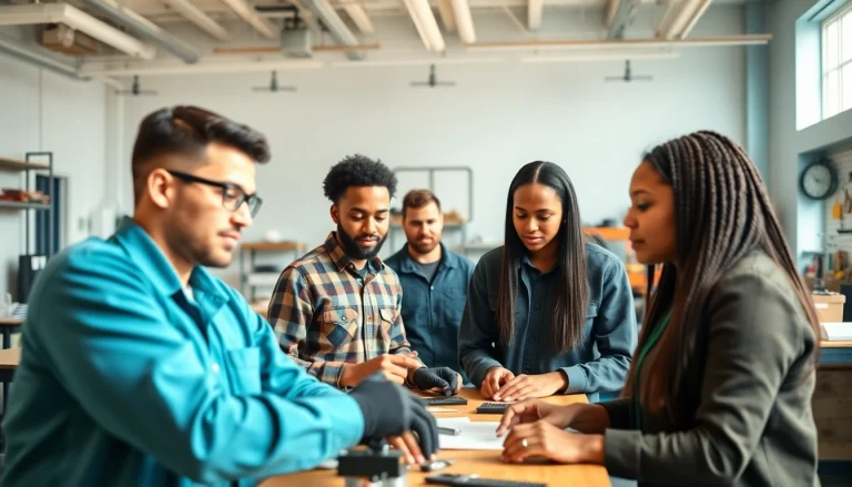 Engaged students at a Trade School Knoxville TN participating in hands-on training.
