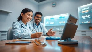 Top braces dentist in Kuala Lumpur consulting with a young patient in a modern dental clinic setting.