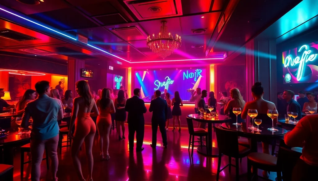 Experience vibrant nightlife at Club sxm with stunning dancers and luxury cocktails.