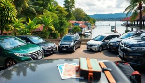 Experience the best car rental in Kuching Sarawak with diverse vehicle options by the riverside.