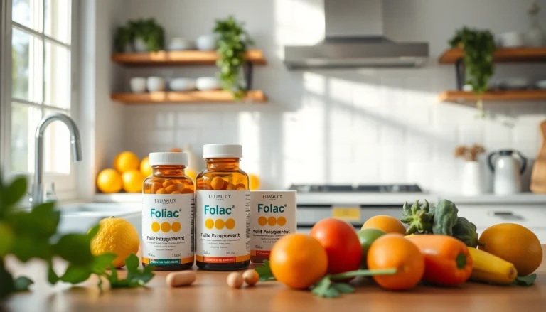 妊娠中の葉酸サプリメントを健康的な食品と一緒に紹介