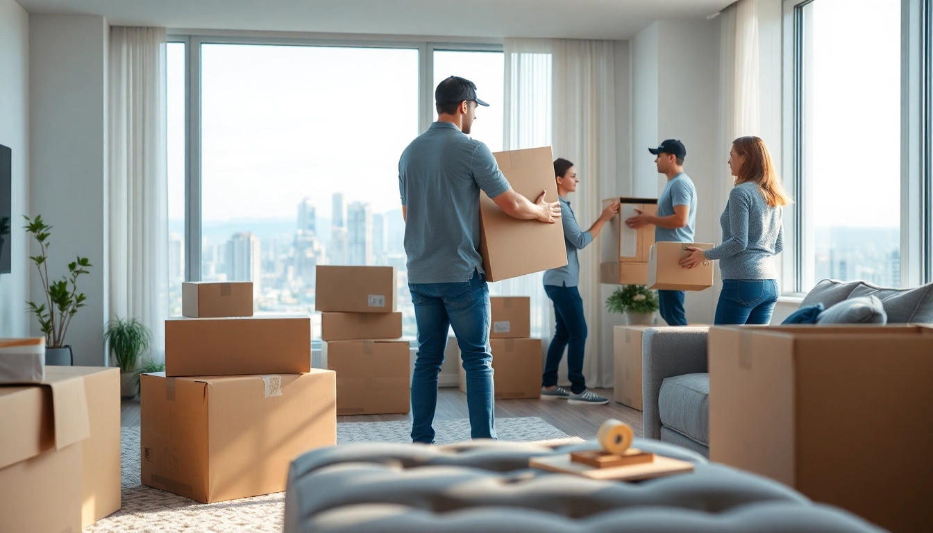 Vancouver moving company team assisting with a smooth relocation in a modern setting.