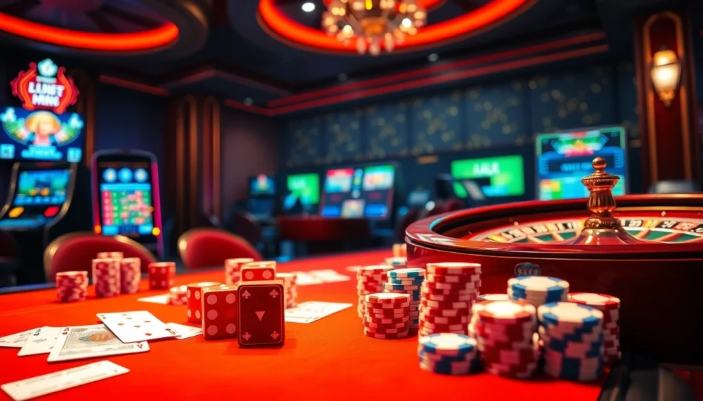 Experience the thrill of gambling with Liên Minh KJC in a luxurious casino setting filled with excitement.