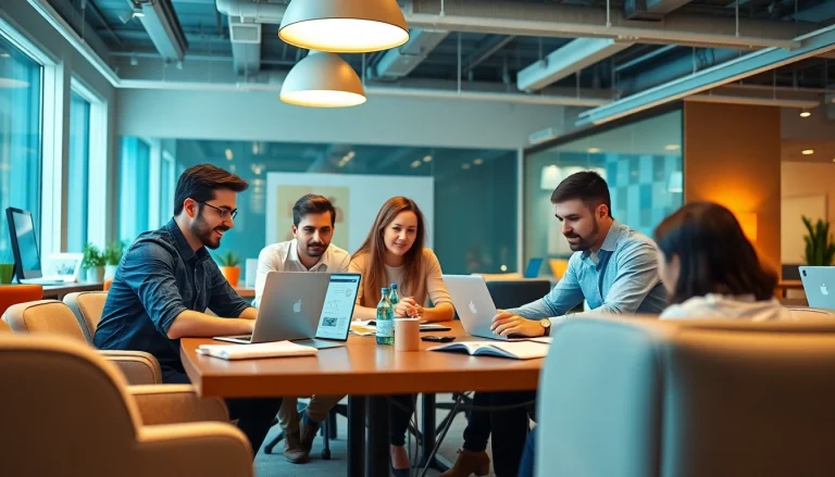 Dynamic team collaborating in a modern web design agency to create a compelling công ty thiết kế website.