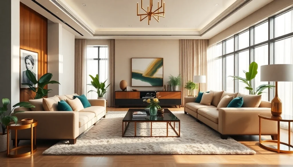 Showcasing interior design dubai with luxurious modern living room details and elegant decor.