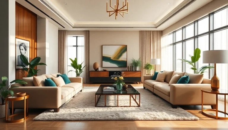 Showcasing interior design dubai with luxurious modern living room details and elegant decor.