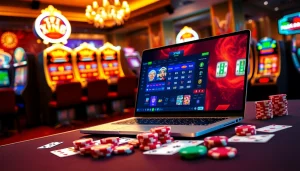 Experience the thrill of online gaming at Trang chủ XX88 with vibrant tables and casino elements.