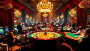 Players engaging with the vibrant new 66 casino atmosphere, showcasing roulette tables and slot machines.