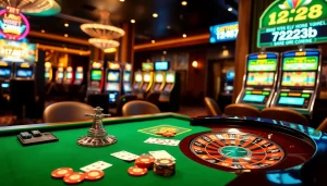 Engage in a thrilling game at 123b casino with vibrant tables and exciting slot machines.