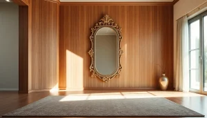 Showcase elegant designer mirrors at https://merithome.co.uk with luxurious interior styling and warm lighting.