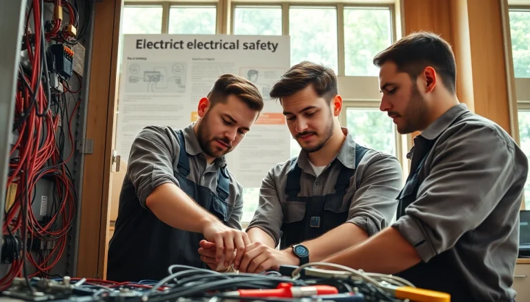 Electrician apprenticeship Hawaii: Apprentices collaborating on electrical training tasks.