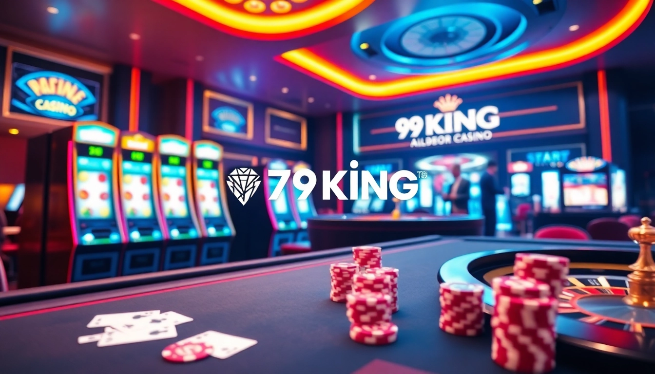 Experience the excitement of https://79king2.sa.com/ with vibrant casino visuals featuring gaming tables and slot machines.